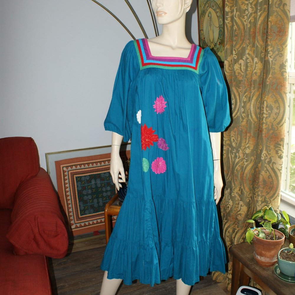 Sandy Starkman Vintage Blue House Dress Cotton Summer Loungewear